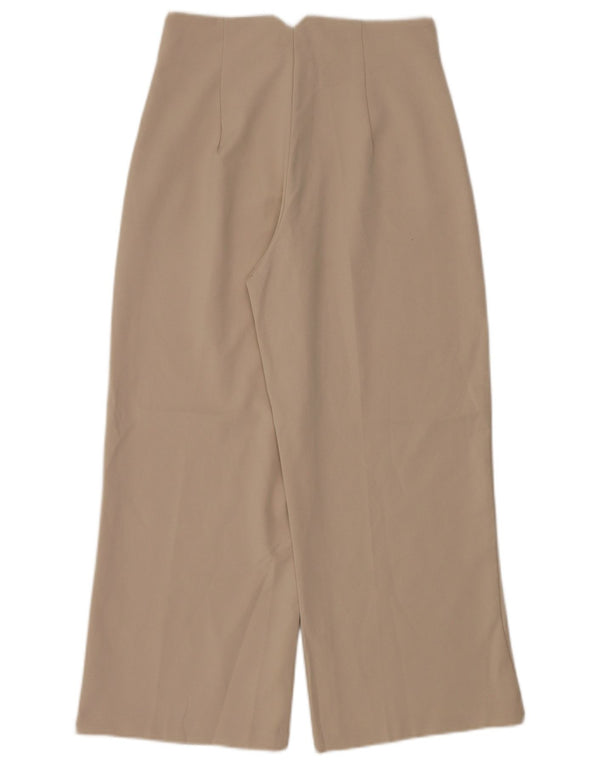 Zara γυναικείο παντελόνι με φαρδύ κοντό πόδι Medium W28 L26 Beige Polyester