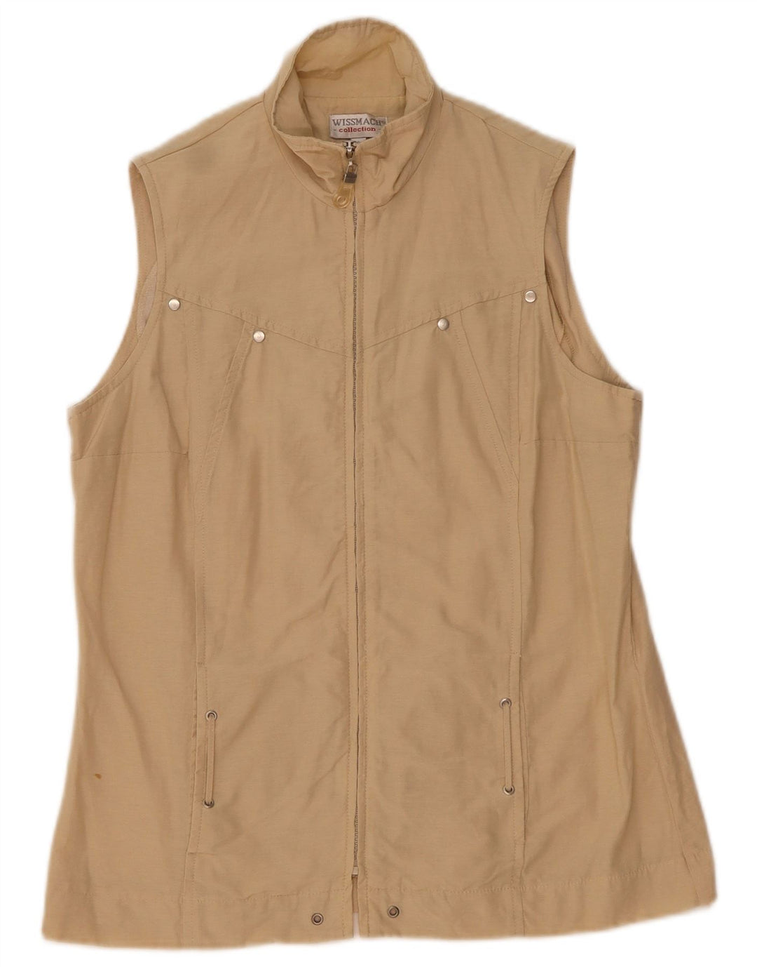 Wissmach Γυναικείο Oversized Gilet UK 10 Small Beige Cotton