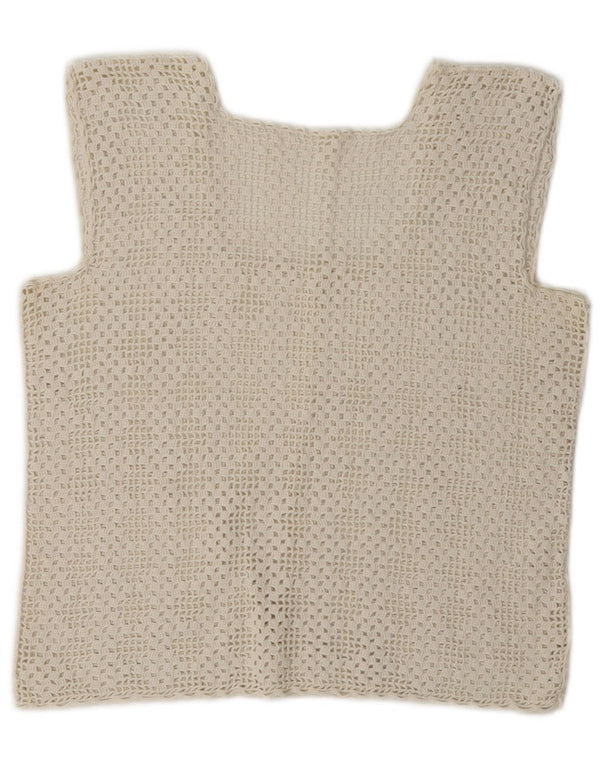Vintage γυναικείο Crochet Top UK 8 Small White