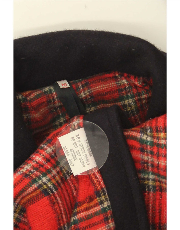Vintage Ανδρικό Bomber Jacket UK 38 Medium Navy Blue Colorblock μαλλί