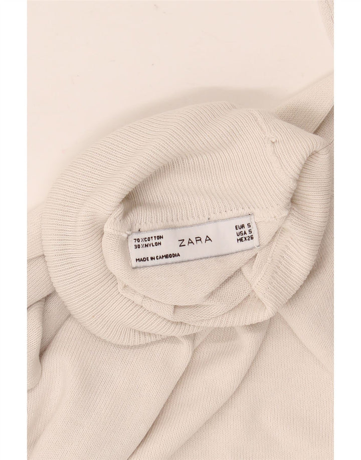 Zara Γυναικείο πουλόβερ με ρολό λαιμόκοψη UK 10 μικρού γκρι βαμβακερό