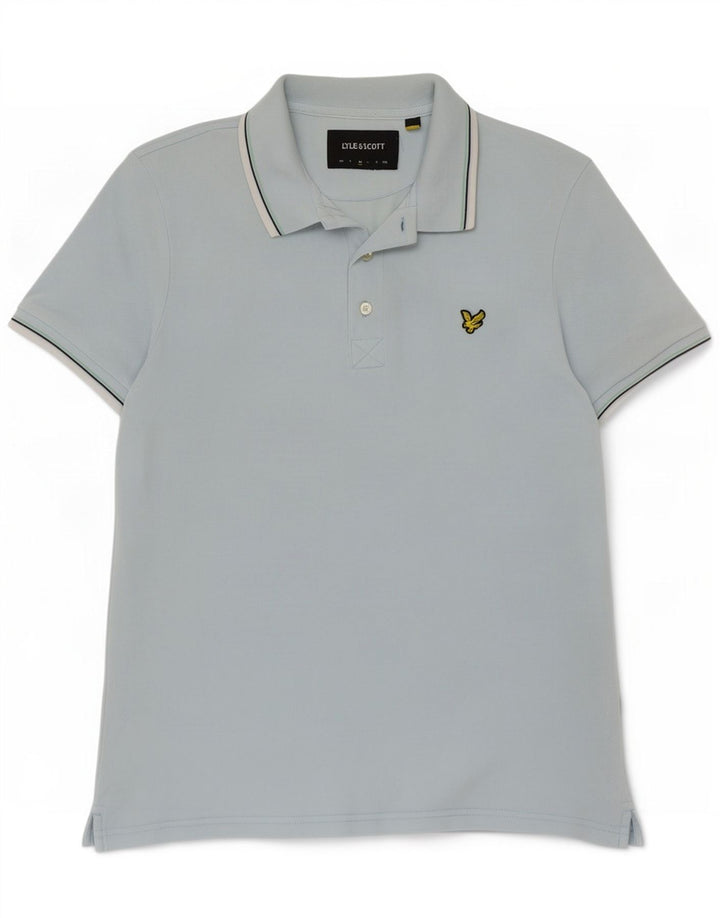 Ανδρικό πουκάμισο πόλο Lyle & Scott, Βαμβακερό μεσαίο μπλε ριγέ