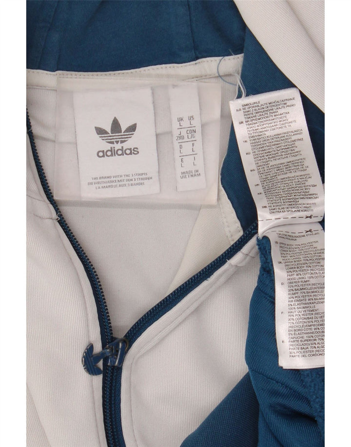 Ανδρικό πουλόβερ Adidas με φερμουάρ με κουκούλα σε μεγάλο μπλε χρώμα πολυεστέρα