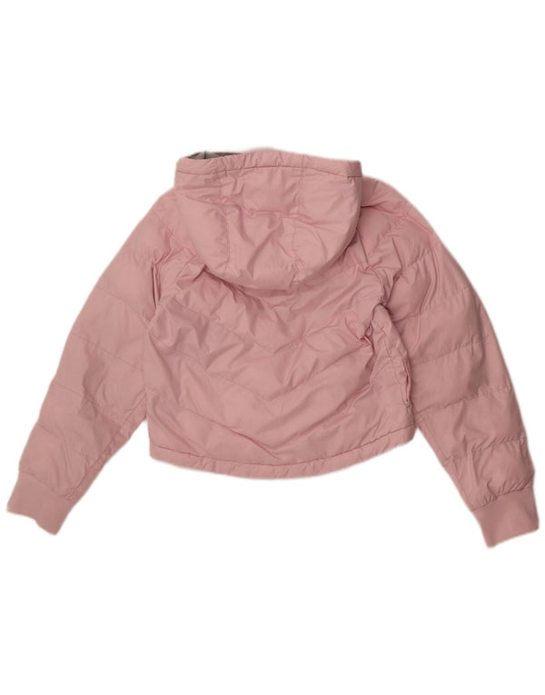 Nike Girls Hooded Jacket 10-11 Years Medium Pink Colourblock