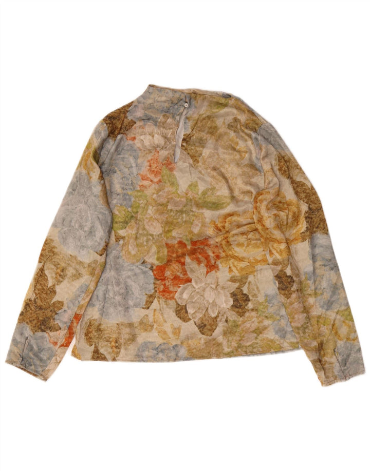Zara γυναικείο τοπ μακρυμάνικο UK 10 Small πολύχρωμο Floral Μοντέρνο