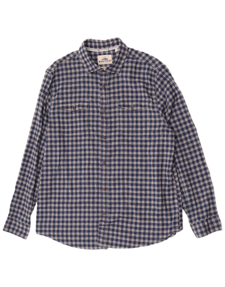 Ανδρικό πουκάμισο Mantaray Large Navy Blue Check