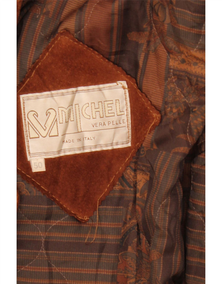 Michel Γυναικείο Υπερμεγέθη Σουέντ Πανωφόρι IT 50 XL Καφέ Δερμάτινο