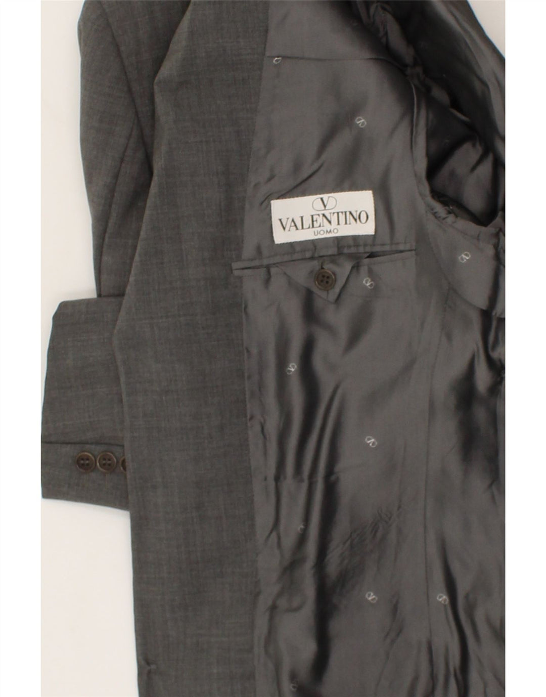 VALENTINO Ανδρικό σετ 3 κουμπιών 2 τεμαχίων IT 48 Medium W38 L32 Γκρι παρθένο μαλλί