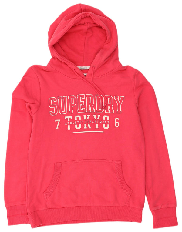 Superdry Γυναικείο Γραφικό Hoodie Jumper UK 12 Medium Pink Cotton