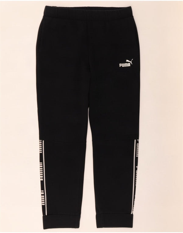 Puma Womens Graphic Tracksuit Trousers Joggers UK 10 Small Black Cotton