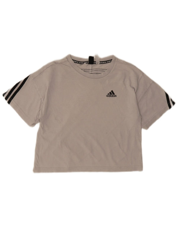 Adidas Girls Crop T-Shirt Top 11-12 Years Grey
