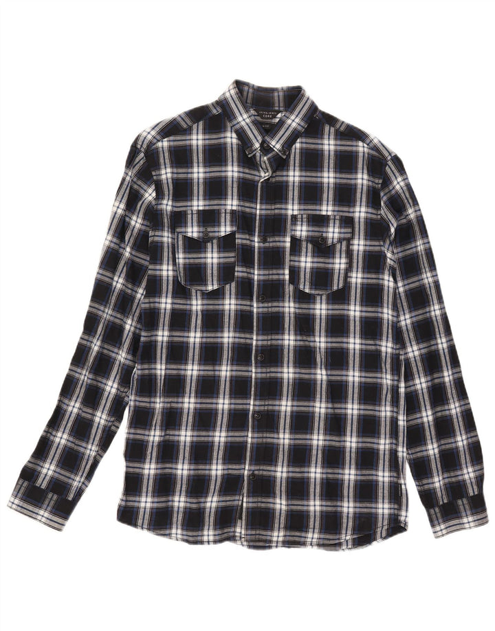Jack & Jones Ανδρικό φανελένιο πουκάμισο με λεπτή εφαρμογή, μικρό μπλε καρό