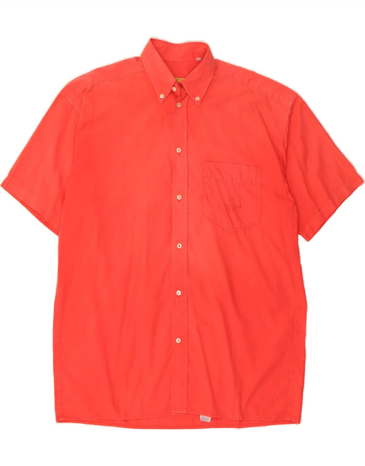 TRUSSARDI JEANS Mens Short Sleeve Shirt Large Red Cotton Vintage Trussardi Jeans and Second-Hand Trussardi Jeans from Messina Hembry 