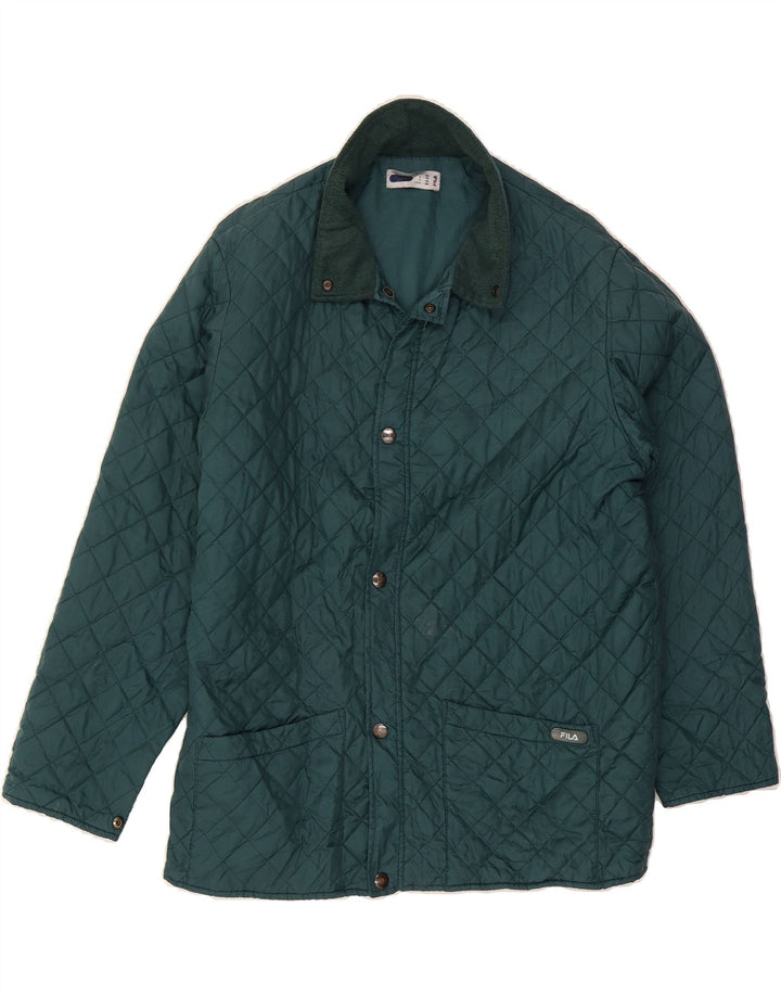 FILA Mens Quilted Jacket IT 48 Medium Green Vintage Fila and Second-Hand Fila from Messina Hembry 