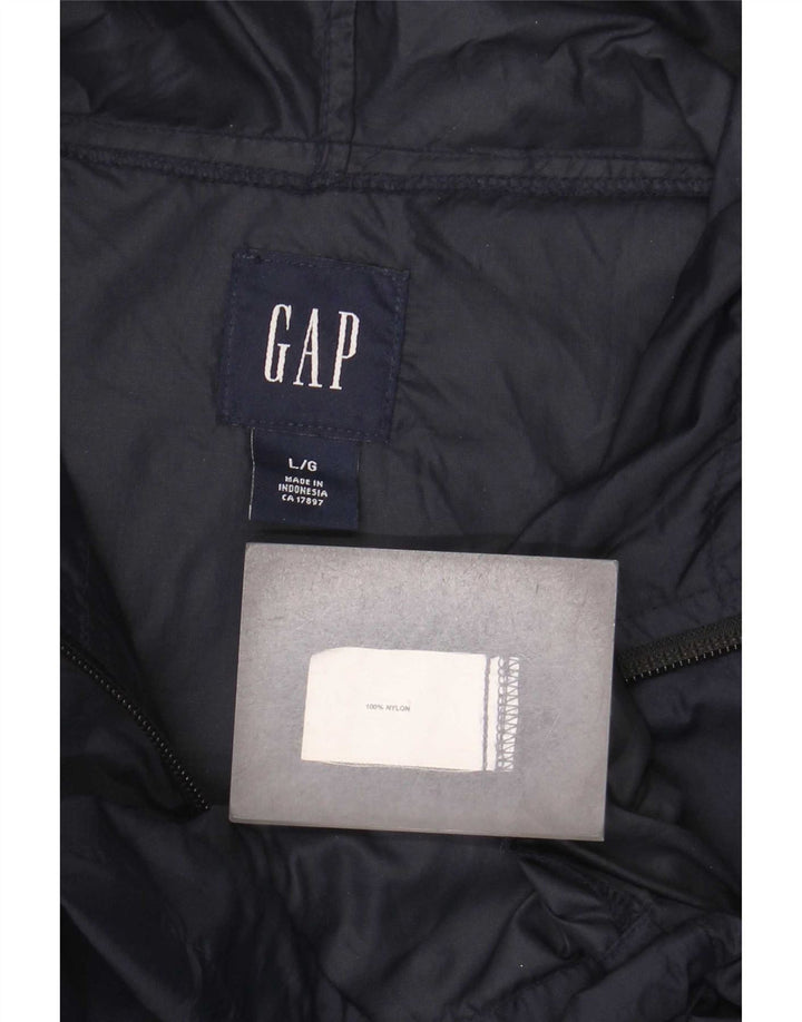Ανδρικό μπουφάν βροχής με κουκούλα Gap UK 40 Large Navy Blue Nylon