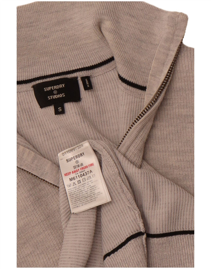 Ανδρικό πουλόβερ με φερμουάρ SUPERDRY Μικρό Γκρι Μαλλί Merino