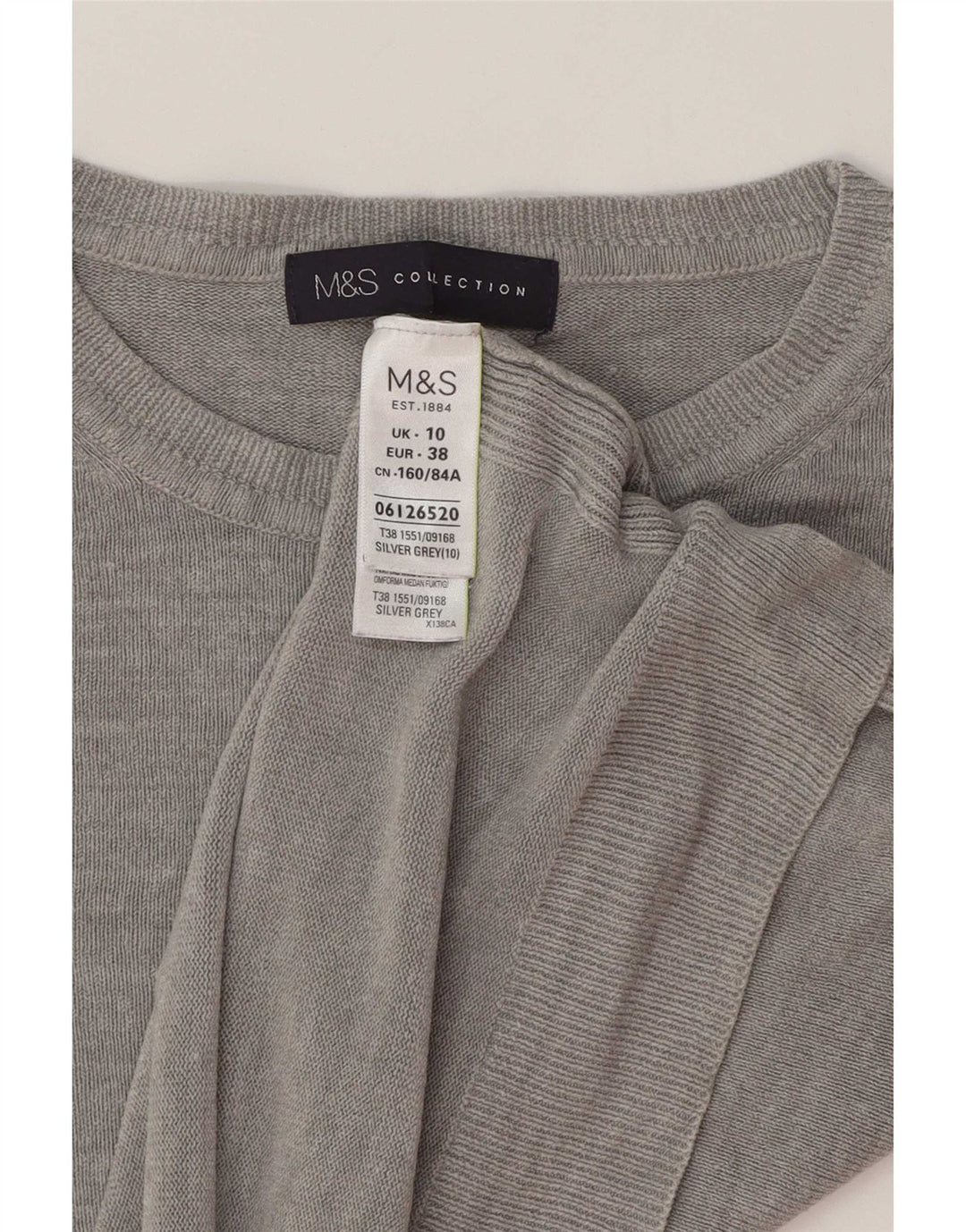 Marks & Spencer Γυναικείο πουλόβερ Crop Crew Neck Jumper UK 10 Small Grey