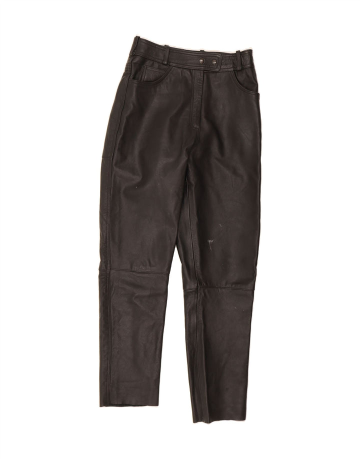 LOUIS Womens Slim Leather Trousers IT 44 Medium W28 L32 Black Leather Vintage Louis and Second-Hand Louis from Messina Hembry 