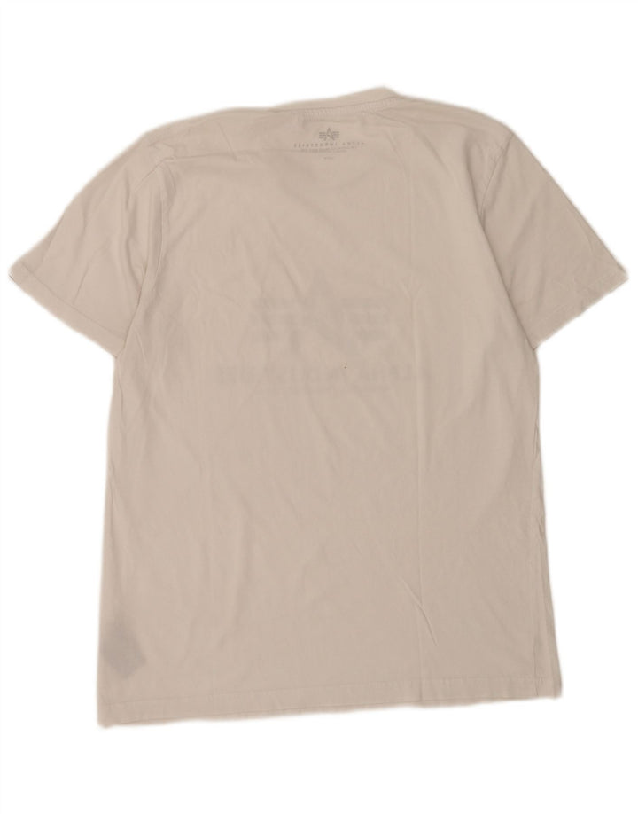Ανδρικό γραφικό T-Shirt Alpha Industries Τοπ μεσαίο λευκό βαμβακερό