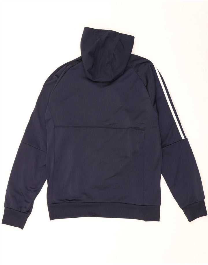 Ανδρικό κουκούλα με φερμουάρ Adidas, μεσαίο μπλε πολυεστέρας