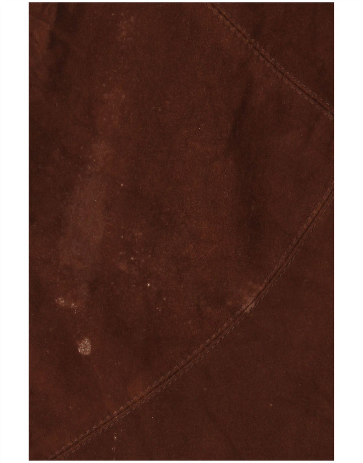 VINTAGE Womens Oversized Suede Overcoat IT 46 Large Brown Leather
