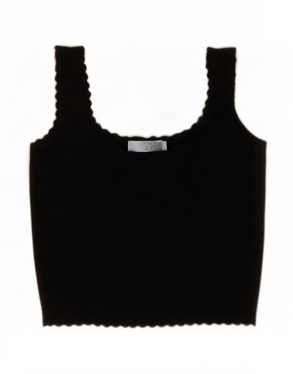 Zara Womens Crop Cami Top UK 12 Medium Black
