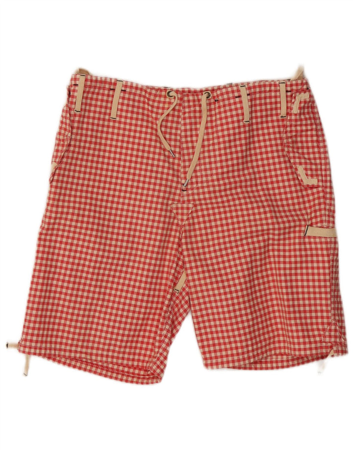 Vintage Ανδρικό σορτς Cargo W34 Μεγάλο κόκκινο βαμβακερό Gingham