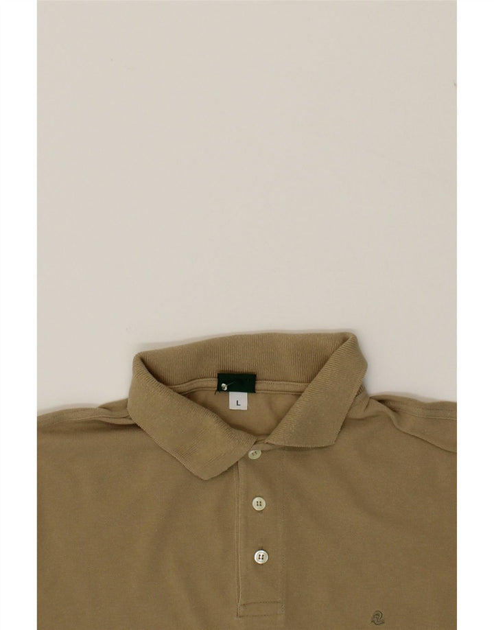 INVICTA Mens Long Sleeve Polo Shirt Large Beige Vintage Invicta and Second-Hand Invicta from Messina Hembry 