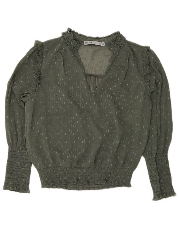 Γυναικεία μακρυμάνικη μπλούζα Oasis UK 8 Small Khaki Spotted Polyester