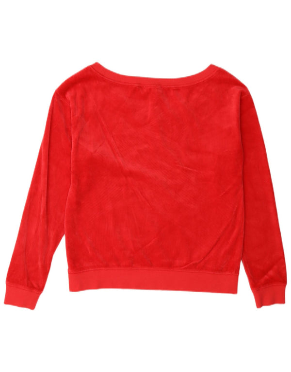 Γυναικεία βελούδινη φούτερ Juicy Couture υπερμεγέθη Jumper UK 6 XS Red Cotton