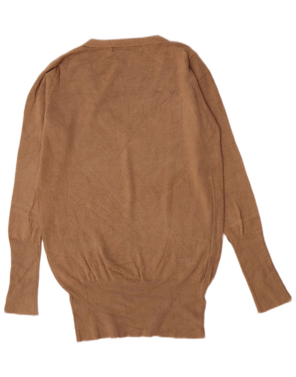 Zara Γυναικείο πουλόβερ με V λαιμόκοψη UK 12 Medium Beige Rayon