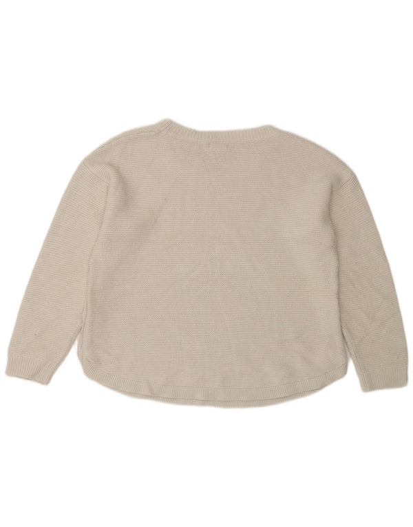 Fat Face Γυναικείο πουλόβερ με λαιμόκαυμα UK 12 Medium White Acrylic