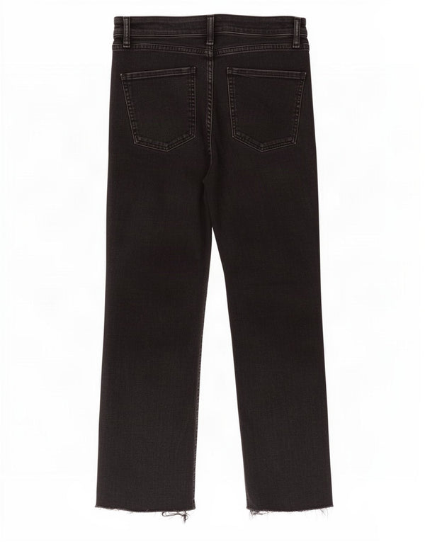 Zara Womens Crop Straight Jeans EU 38 Small W28 L26 Black Cotton
