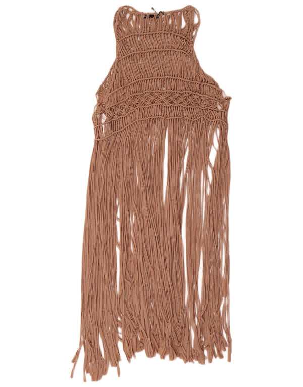 Zara Γυναικείο φόρεμα παραλίας με βελονάκι UK 12 Medium Beige Polyester