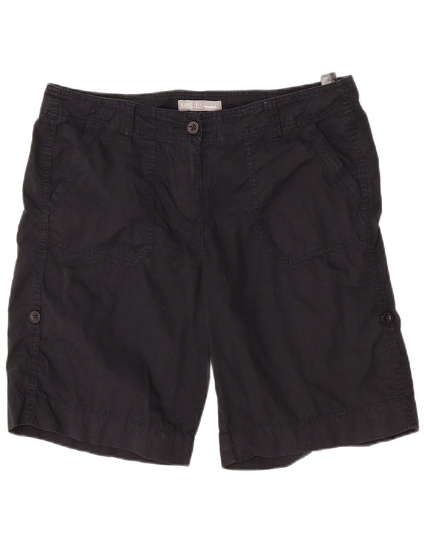 Marks & Spencer Womens Chino Shorts UK 14 Large W34 Black Cotton