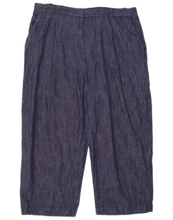 Marks & Spencer Γυναικείο Cropped Παντελόνι UK 22 3XL W41 L25 Navy Blue