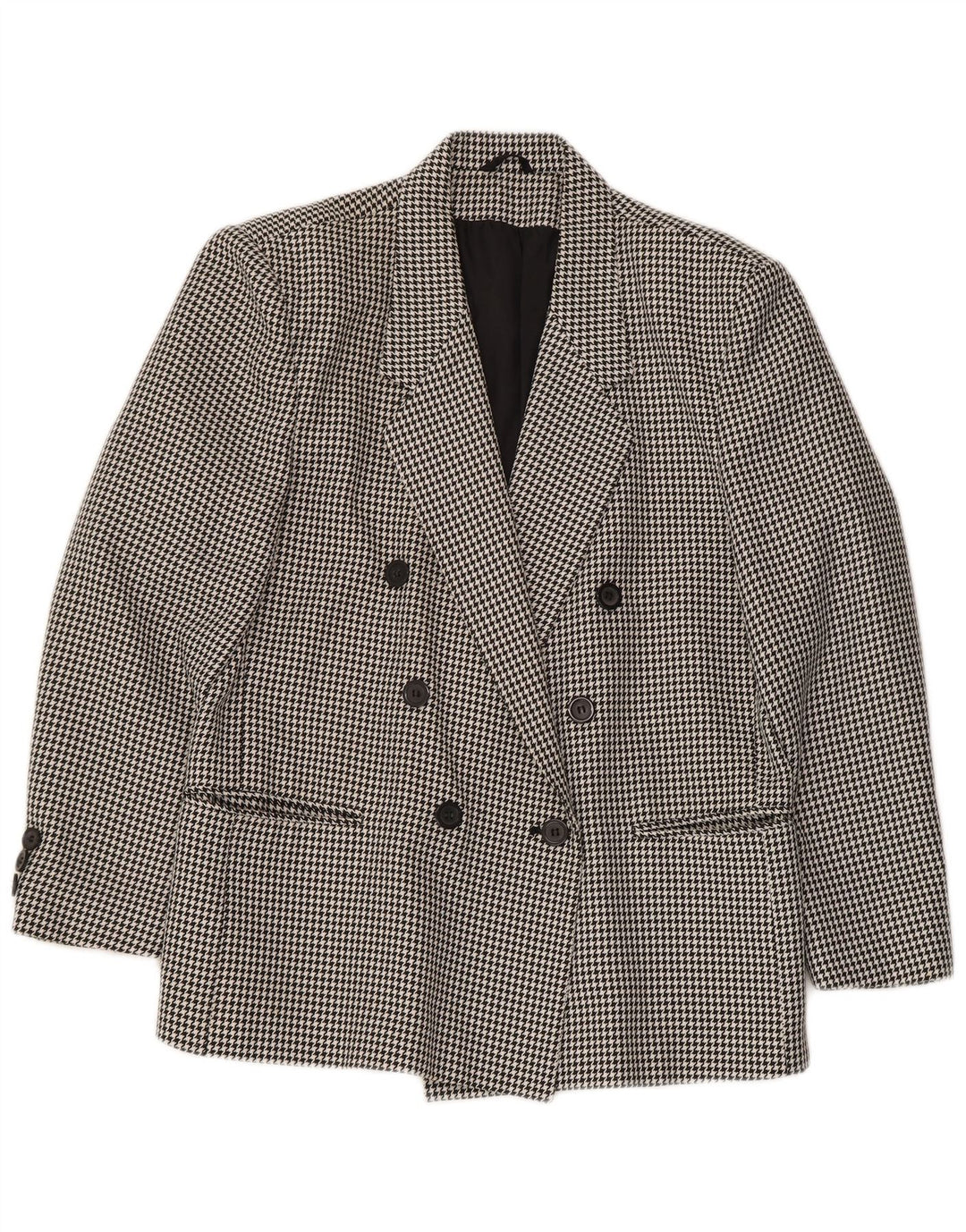 CLASSIC Γυναικείο διπλό μπουφάν Blazer UK 14 Large Black Houndstooth