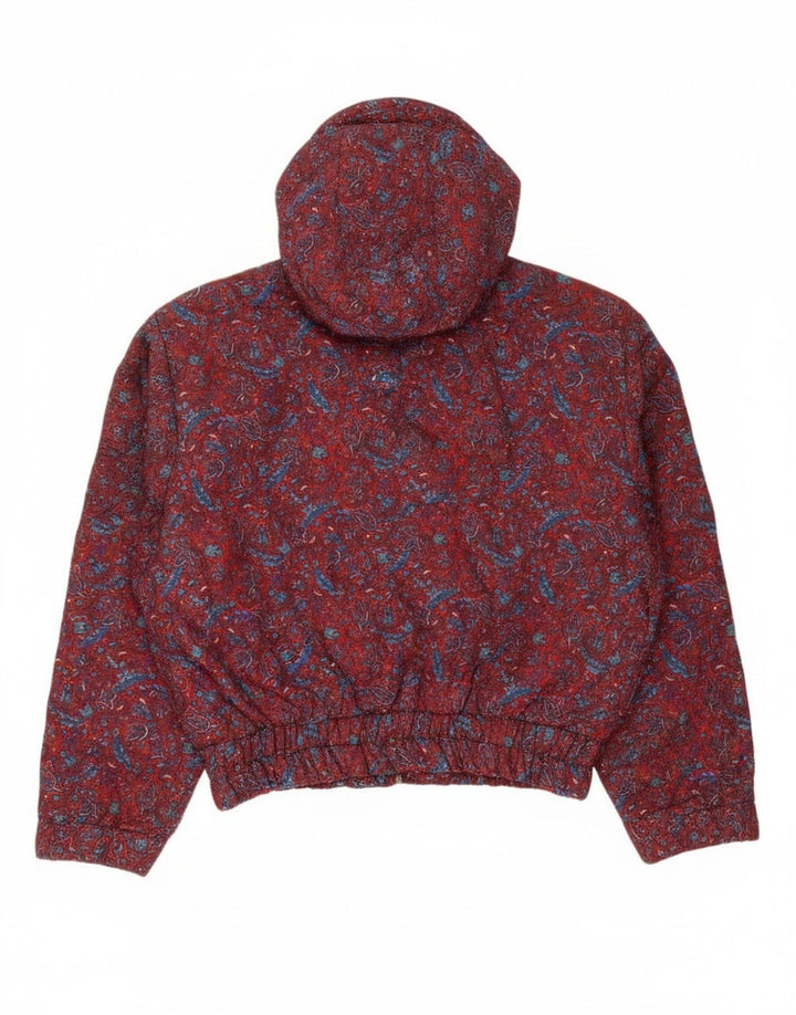 oltre Γυναικείο Hooded Oversized Bomber Jacket UK 10 Small Red Paisley