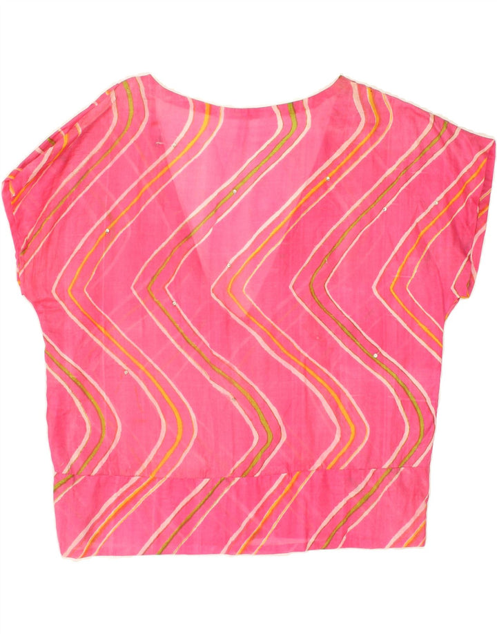 VINTAGE Womens Blouse Top UK 16 Large Pink Striped Vintage Vintage and Second-Hand Vintage from Messina Hembry 