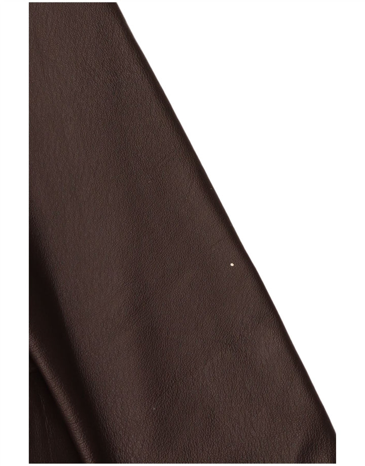 MILAN Γυναικείο Δερμάτινο Παλτό UK 14 Μεγάλο Καφέ Δερμάτινο