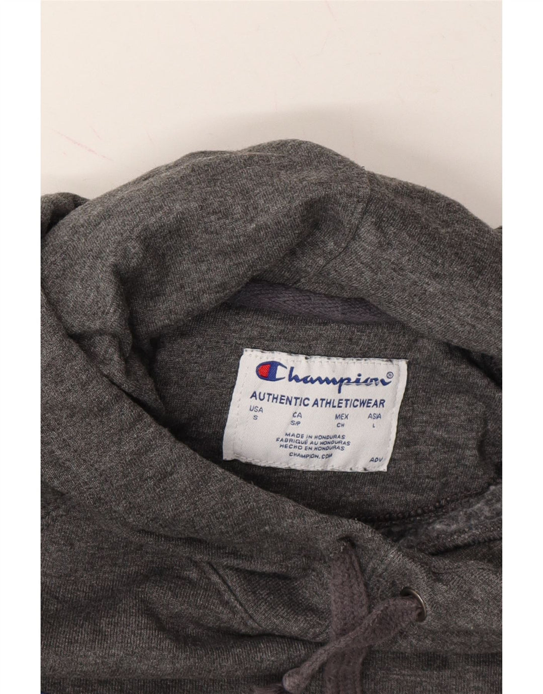 CHAMPION Mens Graphic Hoodie Jumper Small Grey Polyester Vintage Champion and Second-Hand Champion from Messina Hembry 