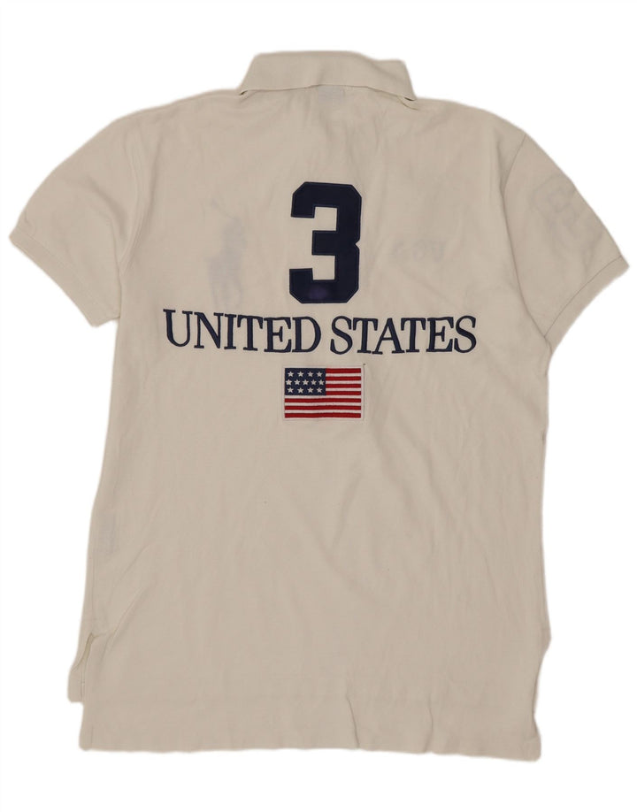 Polo Ralph Lauren Ανδρικό πουκάμισο Polo με γραφικό προσαρμοσμένη εφαρμογή, μεσαίο λευκό βαμβακερό