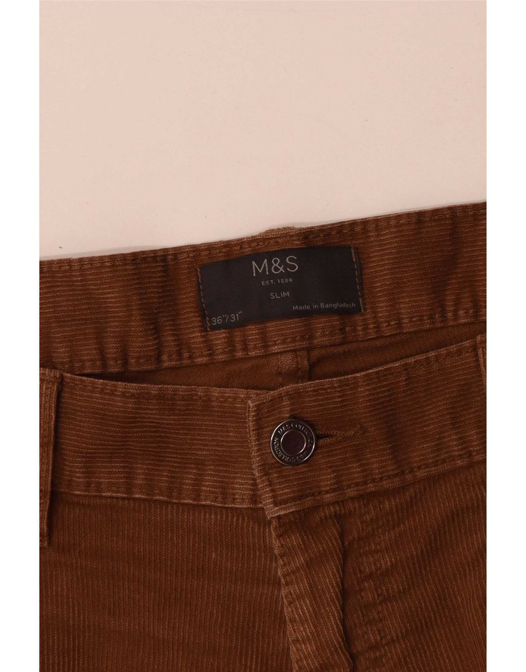 Ανδρικό κοτλέ σορτς Marks & Spencer Slim W36 μεγάλο καφέ