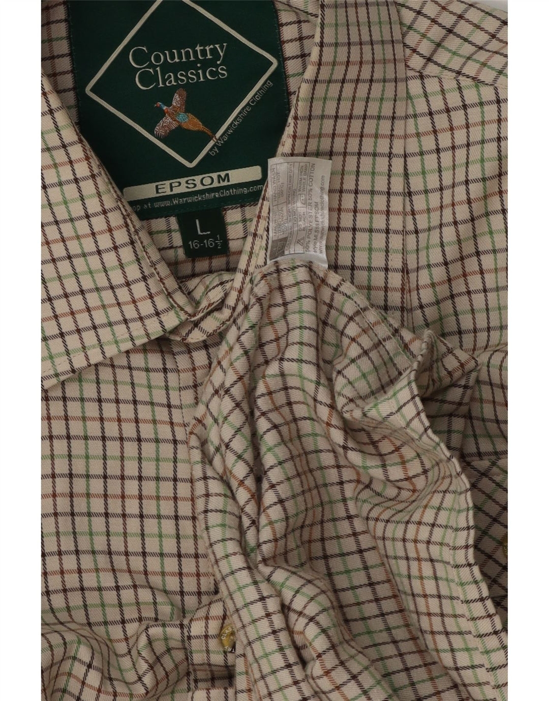 Vintage Ανδρικό Πουκάμισο Μέγεθος 16 1/2 Large Beige Check Polyester