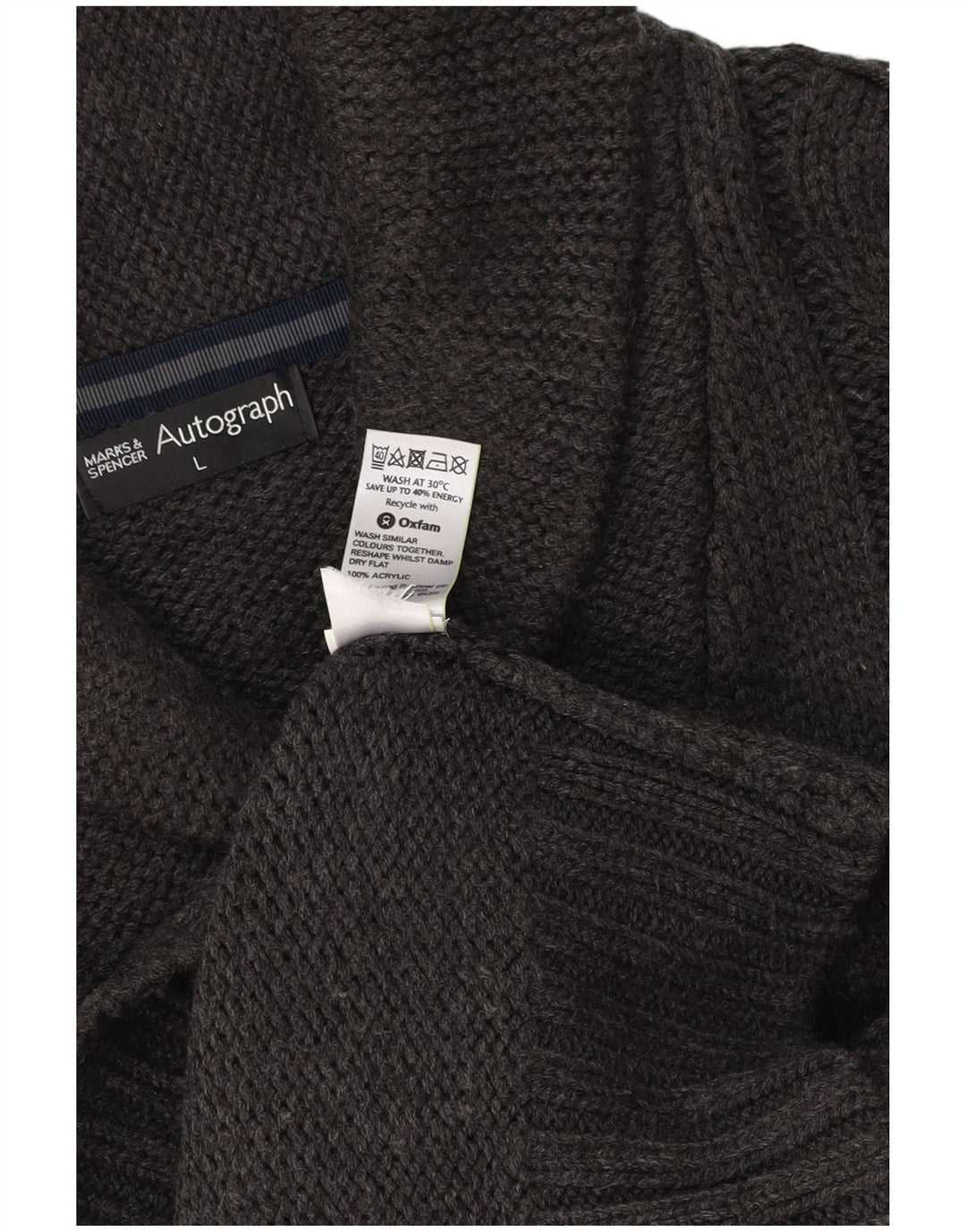 Marks & SPENCER Ανδρικό πουλόβερ με σάλι λαιμού Αυτόγραφο Μεγάλο Γκρι