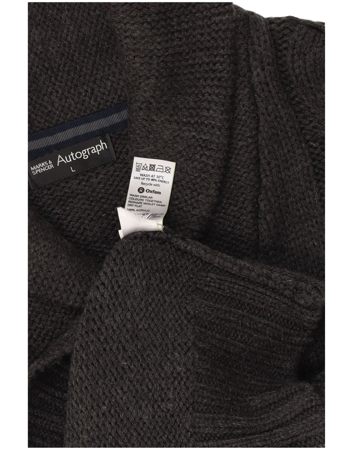 Marks & SPENCER Ανδρικό πουλόβερ με σάλι λαιμού Αυτόγραφο Μεγάλο Γκρι