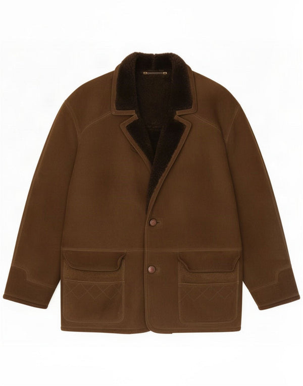 Vintage Ανδρικό Shearling Jacket IT 52 XL Khaki