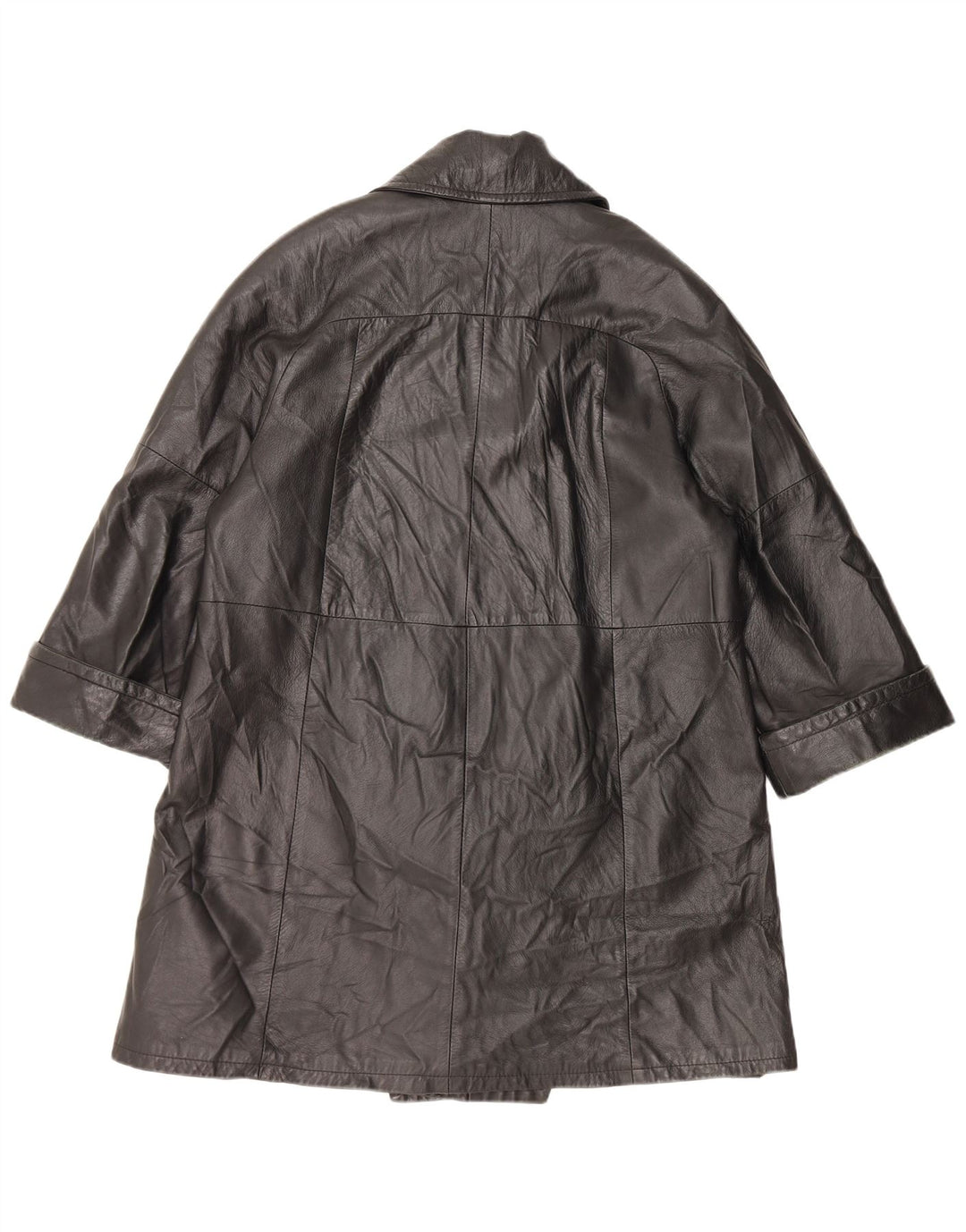 VINTAGE Γυναικείο Δερμάτινο Παλτό IT 48 XL Μαύρο