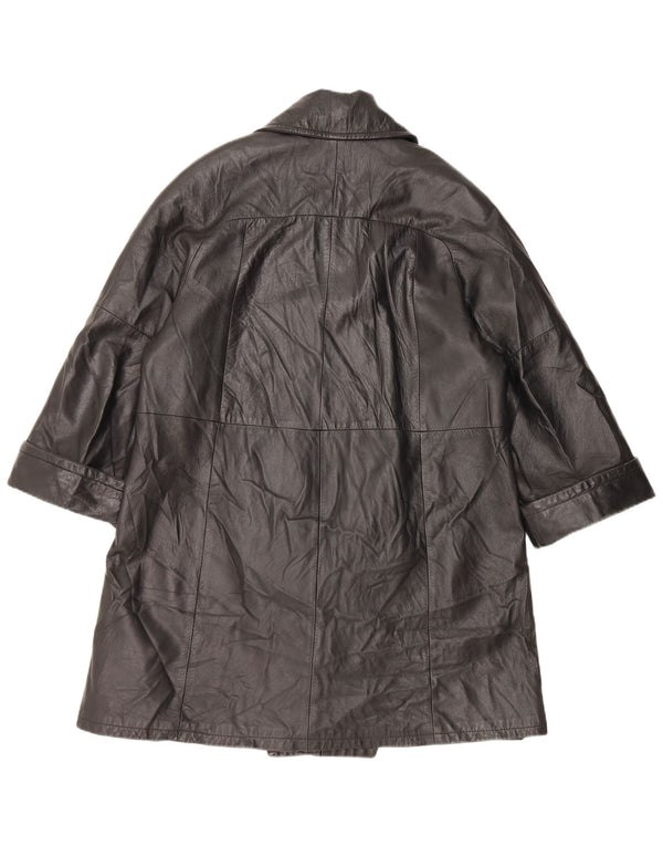 VINTAGE Γυναικείο Δερμάτινο Παλτό IT 48 XL Μαύρο