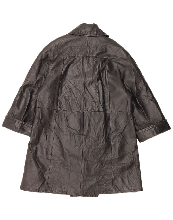 VINTAGE Γυναικείο Δερμάτινο Παλτό IT 48 XL Μαύρο